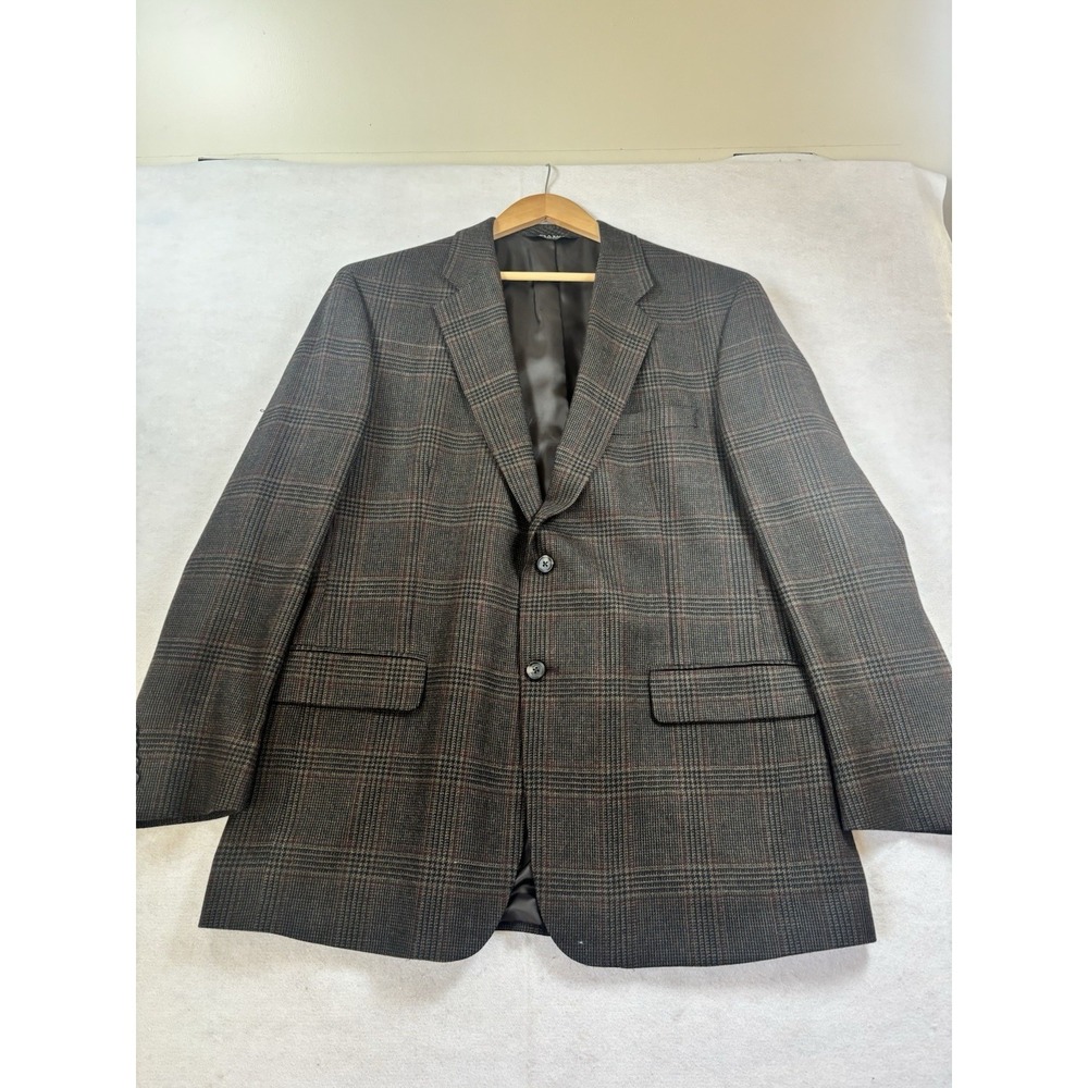 Jos A Bank Men's 44R‎ Wool Houndstooth Sport Coat Charcoal Jacket Office Casual